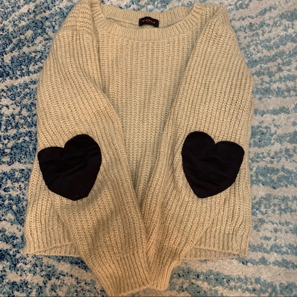 Soft sweater with heart elbow patches